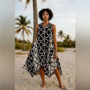 Step In Style Dress Womens XL Black Asymmetric Lagenlook Artsy Indie Beachy Boho